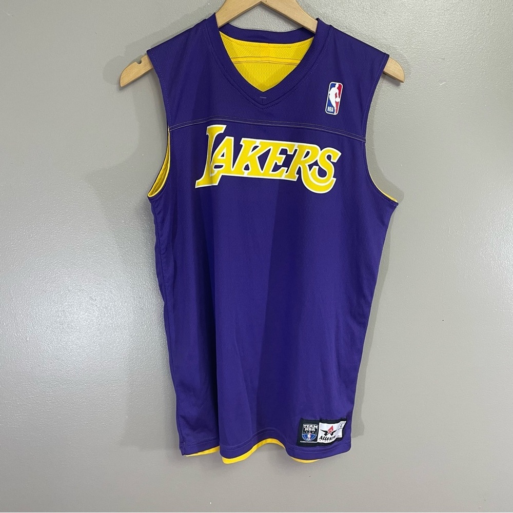 NBA Lakers boys Large Reversible Basketball Jersey 5 purple gold LA Los Angeles